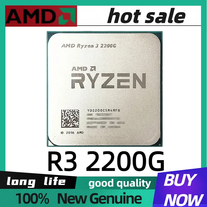 AMD Ryzen 3 2200G YD2200C5M4MFB Usado R3 2200G 3.5 GHz Zen 0.014 CPU de Cuatro Núcleos y Cuatro Subprocesos, Socket AM4, En Stock