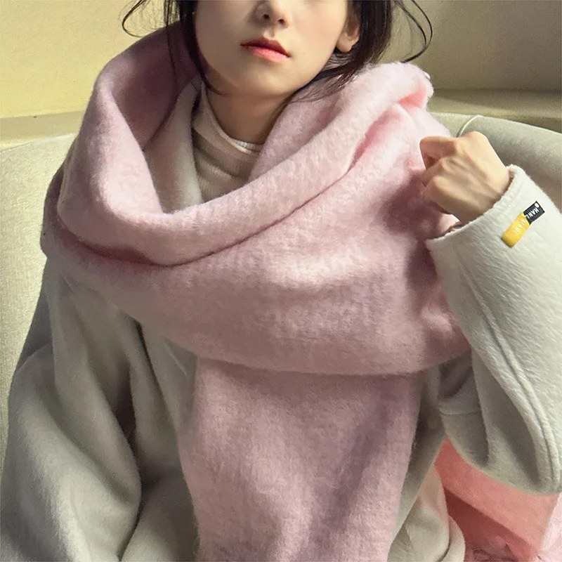 Winter Scarf for Women Cashmere Warm Solid Pashmina Blanket Wraps Female Thick Soft Bufanda Big Tassel Shawl Long Poncho Echarpe