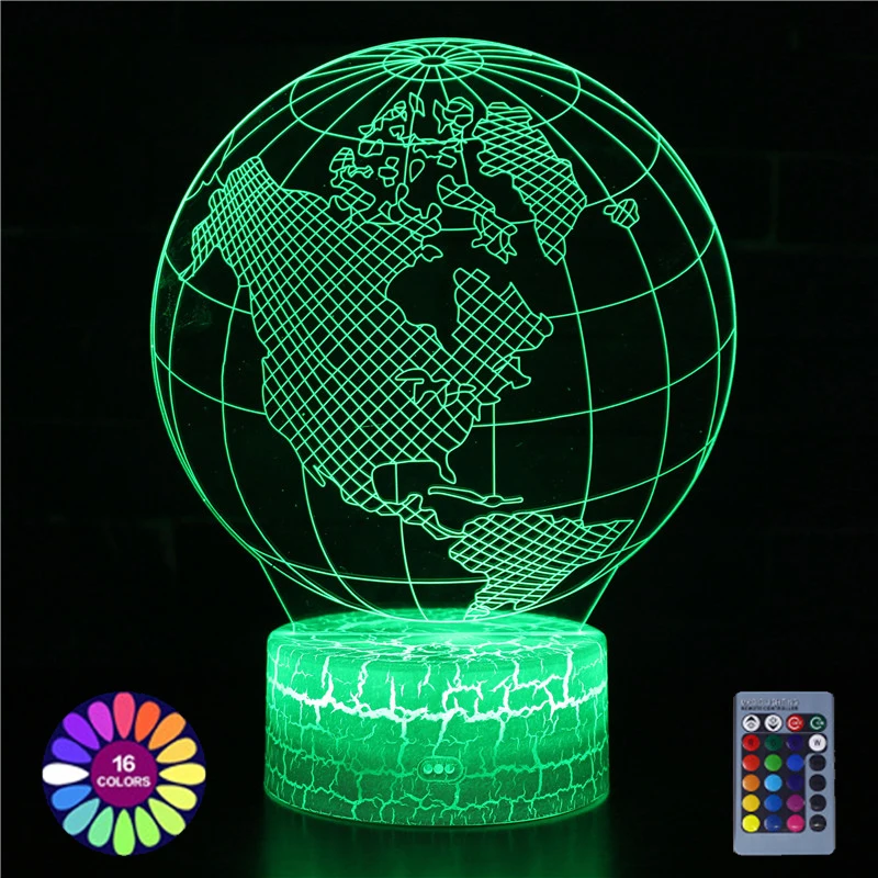 3d Illusion Night Lamp Universe Galaxy Globe Pattern Led Night Light Kids Room Decor Touch Remote Color Changing Desk Lamp Gift