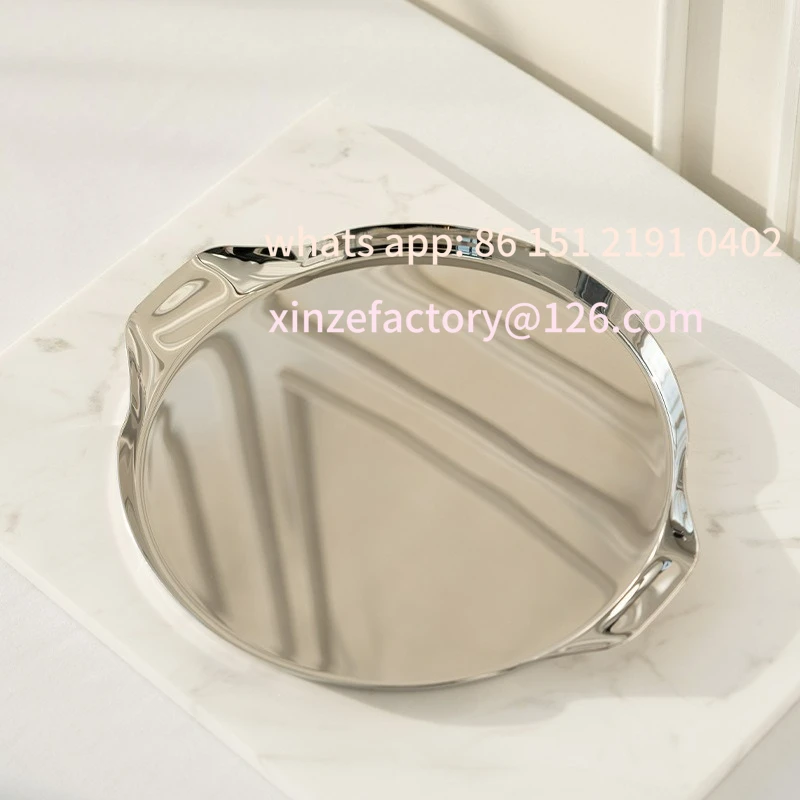 

Настраиваемый светильник, роскошный круглый поднос из нержавеющей стали, скандинавский INS отель, обеденная тарелка в западном стиле, модель, украшение для комнаты, домашняя десертная тарелка