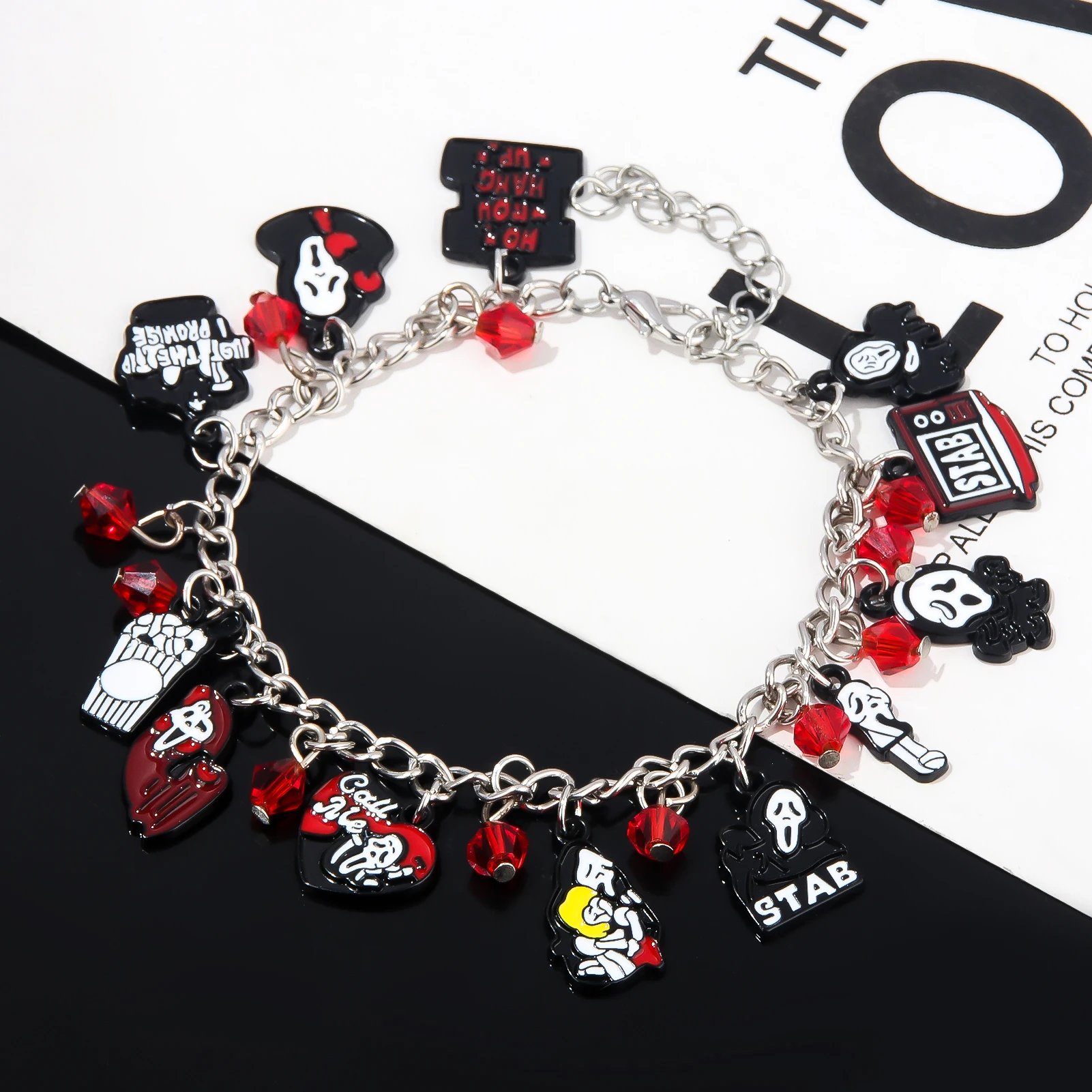 Braccialetto con ciondoli Horror combinazione di Halloween testa di teschio braccialetto con ciondolo fantasma gioielli fai da te accessori per le