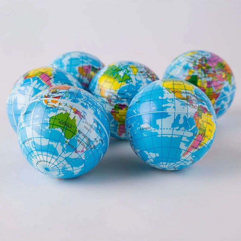 6Pcs Earth Squeeze Toy with World Map Soft PU Foam Stress Ball for Sensory Relief Creative Decompression Gift for Kids Adults