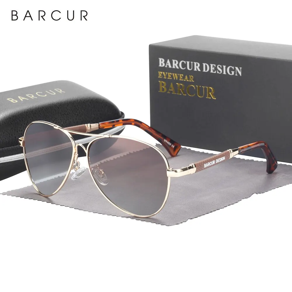 Barcur Design Memery Frame Sonnenbrille polarisiert für Männer Sonnenbrille Frauen Pilot Gradient Linse Brillen Spiegels chirme
