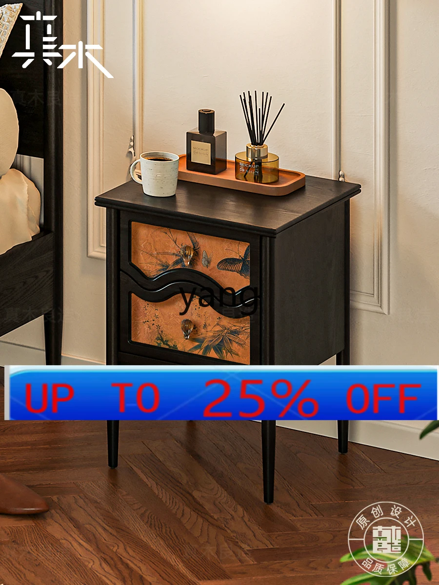 

LMM French Vintage Style Bedside Table Original Retro Classical Bedroom Bedside Storage Cabinet