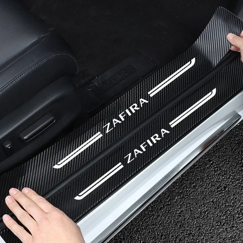 Carbon Fiber Car Threshold Plate for Opel ZAFIRA Logo 2023 Trunk Door Sill Protector Sticker Bumper Strips Scratch Guard Tape