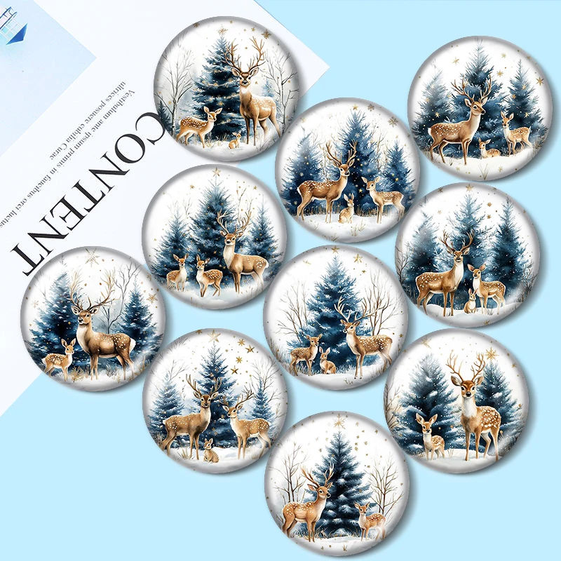 

Winter Forest Animal 12/18/20/25mm glass cabochon bracelet pendant rings for jewelry demo earrings back Making findings