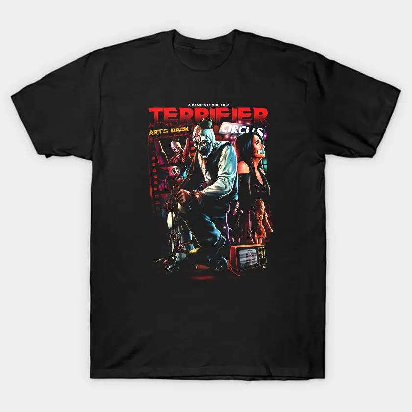 More That Awesome Terrifier Movie ศิลปะสยองขวัญตัวตลกน่ากลัวสําหรับของขวัญฮาโลวีนเสื้อผ้าผ้าฝ้ายพิมพ์เสื้อยืด plus ขนาด