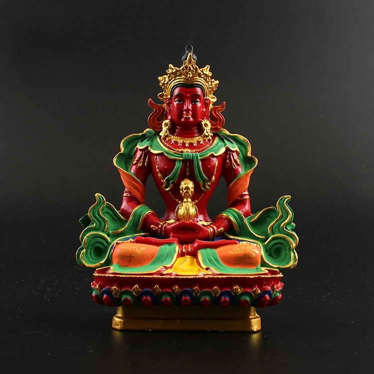 

Longevity Buddha, Tantrism handmade, colour painted small Buddha, Amitabha carry Buddha auspicious and safe Buddha ornaments