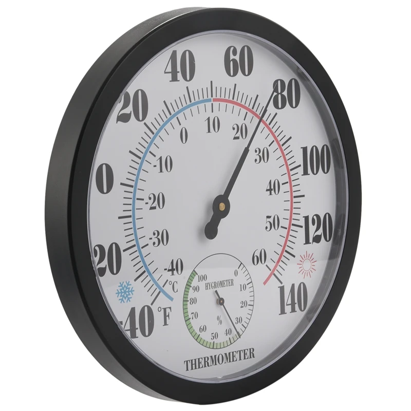 Big Deal 10 Inch Indoor Outdoor Weather Thermometer/Hygrometer For Patio, Wall Decorative, No Battery Needed