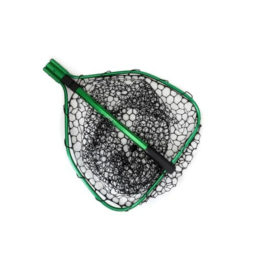 Telescopic Fishing Landing Net 3.6 5 ft — 17" x 19" Large Hoop, 21" Deep Silicone Rubber Mesh, for Freshwater and Saltwater, Gr - view 4