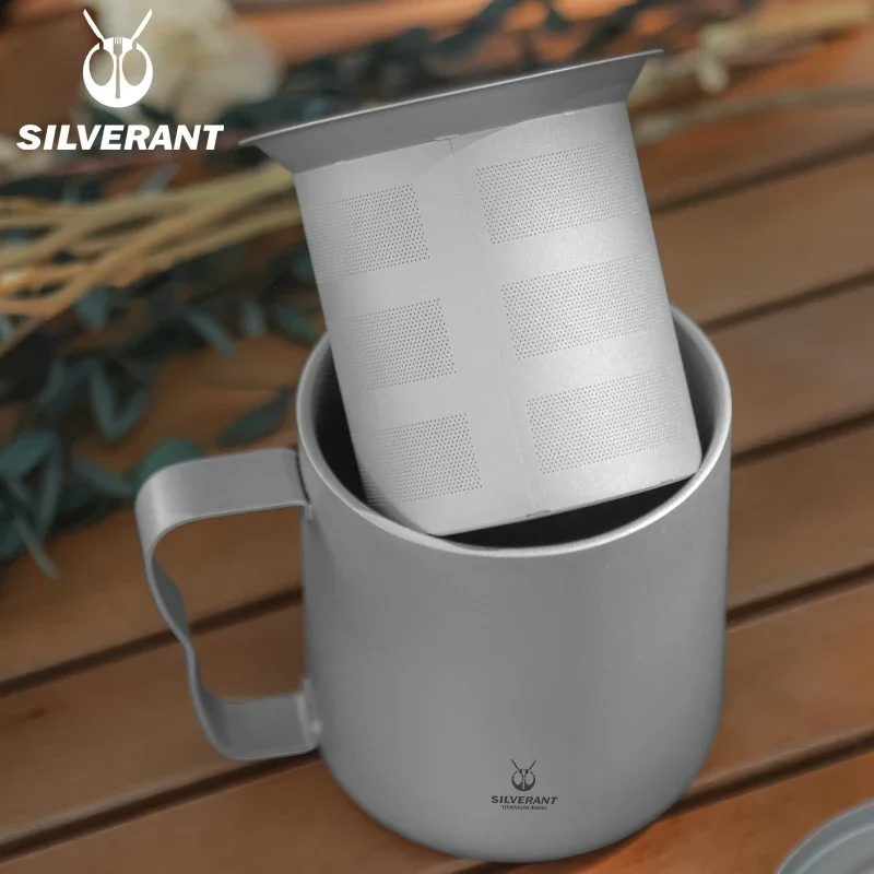 

Pure Titanium Double Wall Coffee Tea Mug Cup Portable Outdoor Travel Coffer Tea Maker with Titanium Strainer 300ml