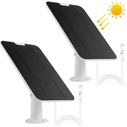 2-Pack Waterproof Solar Panels for Camera Non-stop Charging for Eufy E 2C/2C Pro 2/2Pro E20/E40 Solo SoloCam Xiaomi Reolink etc.