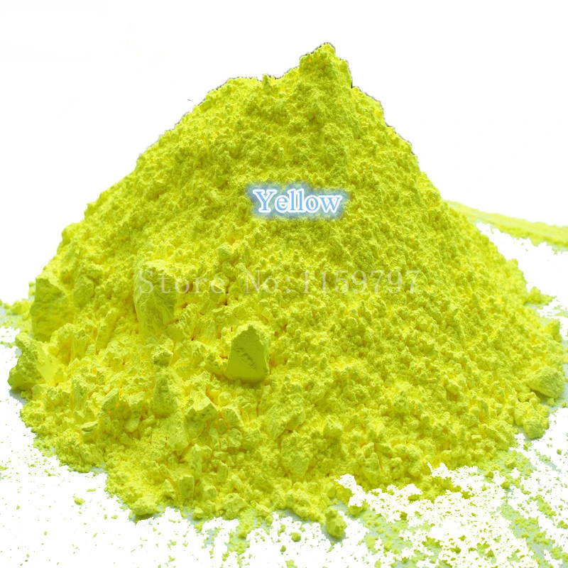 100 g/lote limão amarelo fluorescente pó pó de fósforo pó pigmento diy decoração material fosco neon glitter em pó