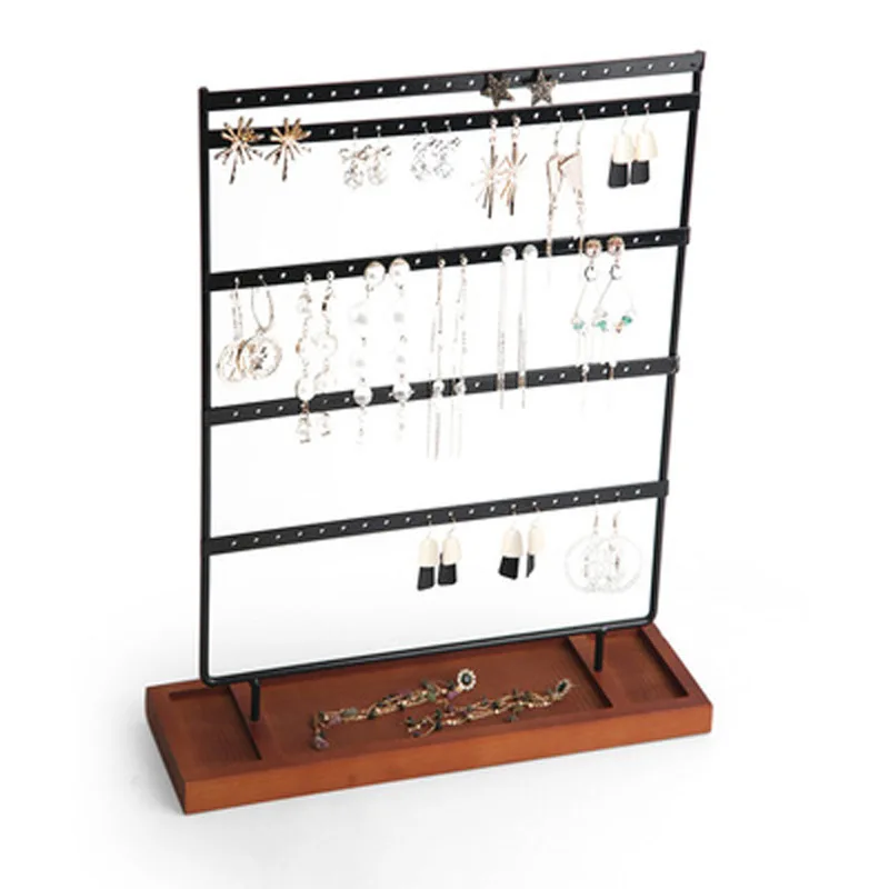 New Wooden Base Storage Rack Slotted Jewelry Display Rack Earrings Storage Bracket Hanging Earrings Detachable Jewelry Rack