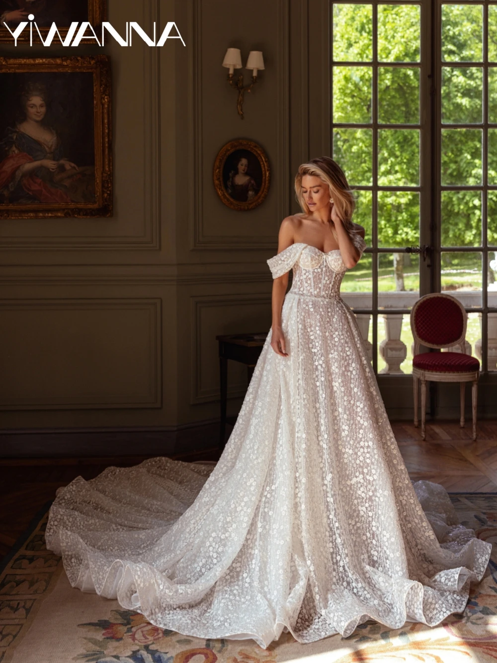 

Luxurious Beaded Lace Appliques Wedding Dress Dreamy Sweetheart Neck Bridal Gown Customized Off Shoulder Dresses For Bride