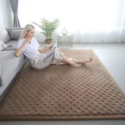 2cm Extra Thick Bedside Carpet Thicken Short Hair Bedroom Tatami Carpet Soft Comfortable Living Room Carpet Plaid Area Rug Home