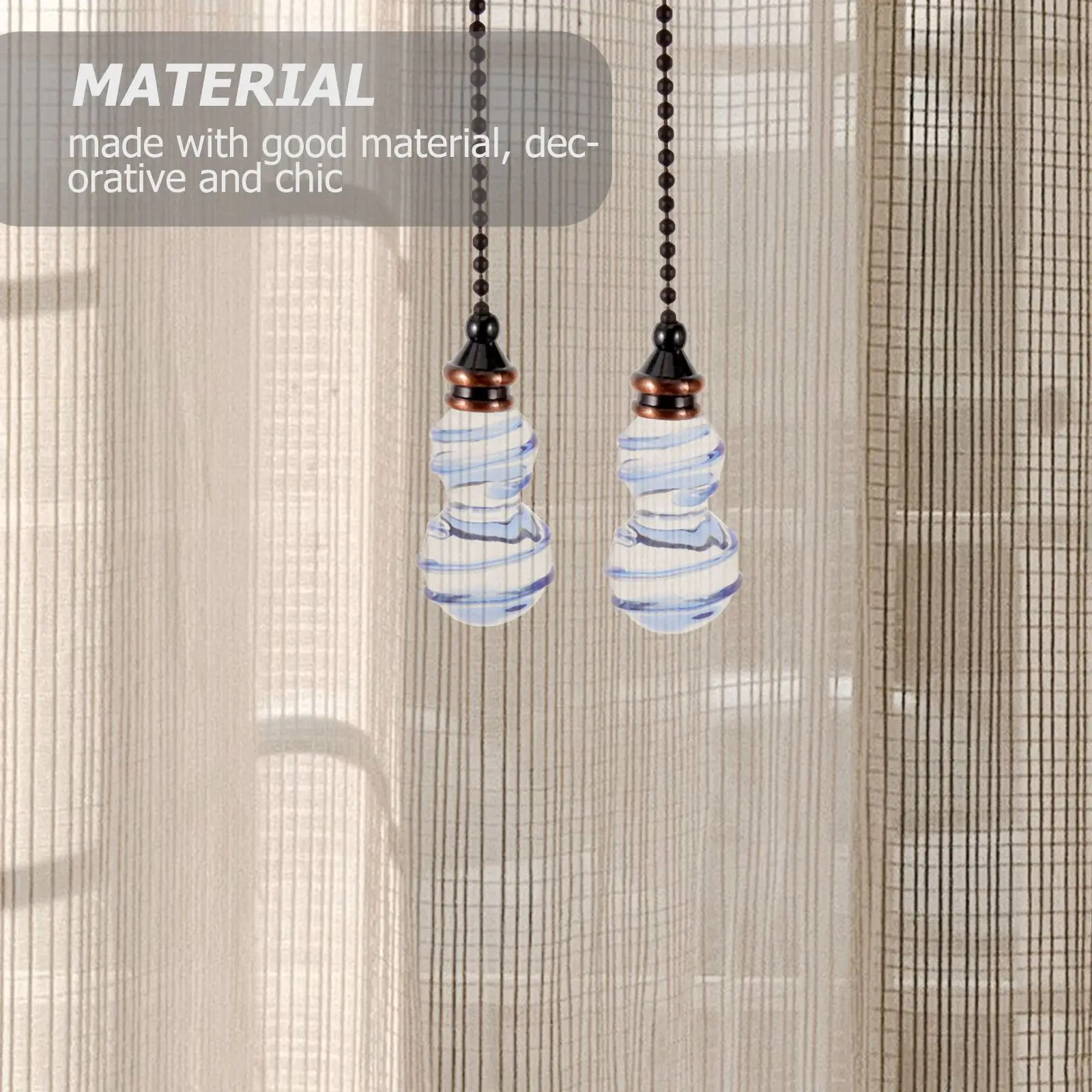 2 Pcs Pull Chain Wind Chimes Ceiling Fan Chain Extenders Crystal Pendant Lighting Accessories Home Decor Gadgets