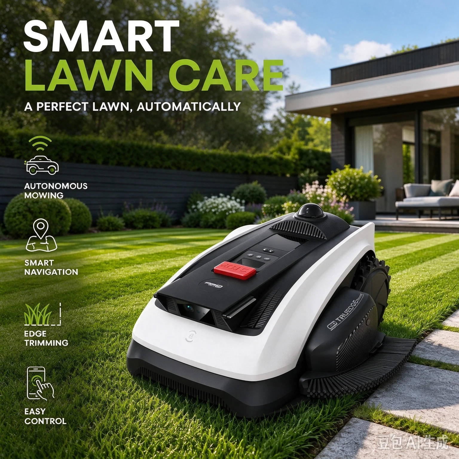 ECOVACS GOAT O1200 Robotic Lawn Mower Cordless Self Propelled 360 Dual-LiDAR Mapping AI 3D Obstacle Avoidance Automatic For Home