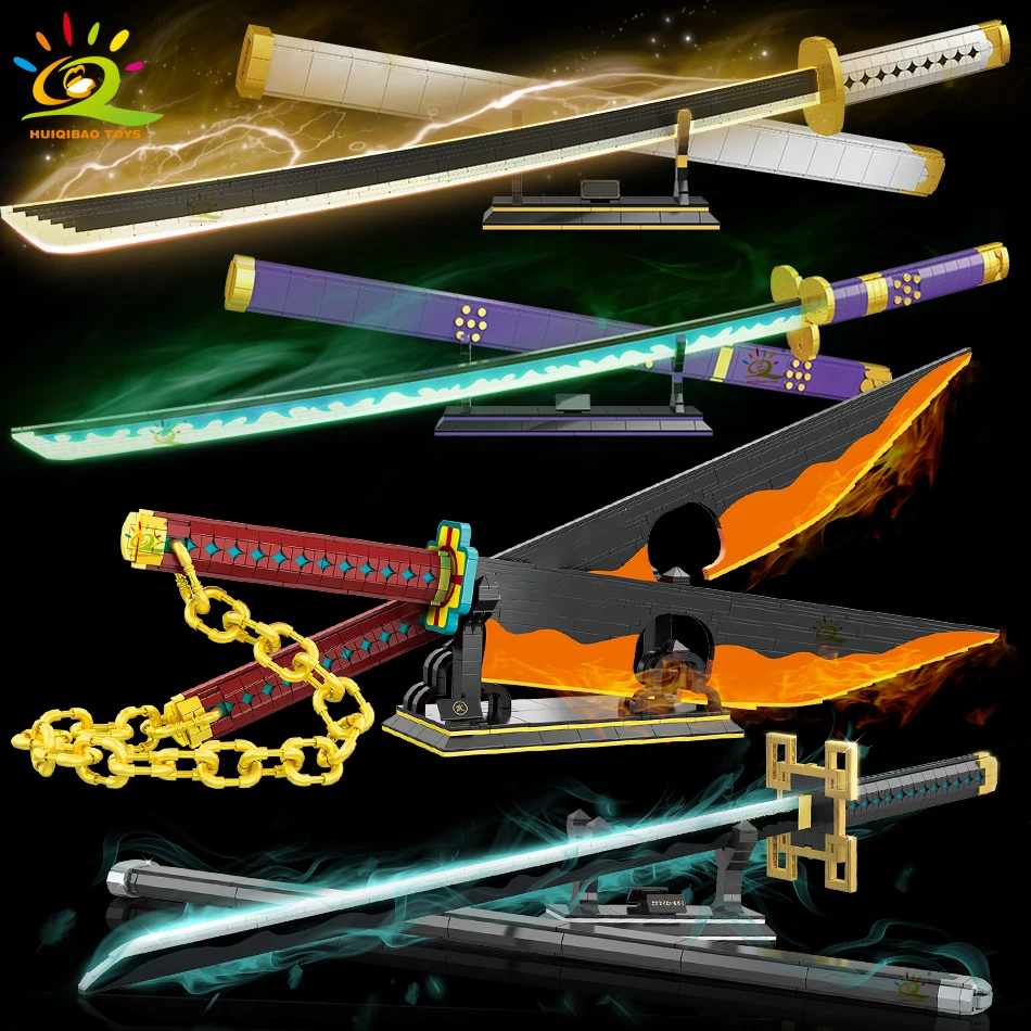 HUIQIBAO blocs de construction épée de samouraï, lame de Ninja Katana Anime japonais papillon Nichirin couteau briques enfants jouets pour adultes