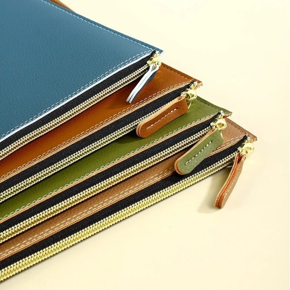 

New A4 Business Briefcase with Zipper PU Leather Tablet Bag Multiple Colors Waterproof Document Bag Professional Use