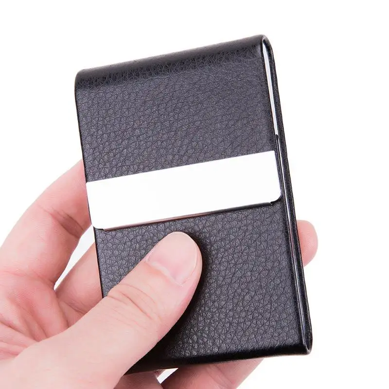 Business-Kreditkartenetui für Herren, Aluminiumlegierung, Metall, Leder, Ausweishalter, luxuriöse männliche Kartenklammern, magnetisch, minimalistisch