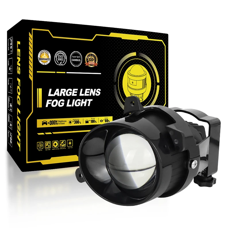 

Three-inch convex triangular bevel lens fog lamp, designed for vehicles, available in four colors