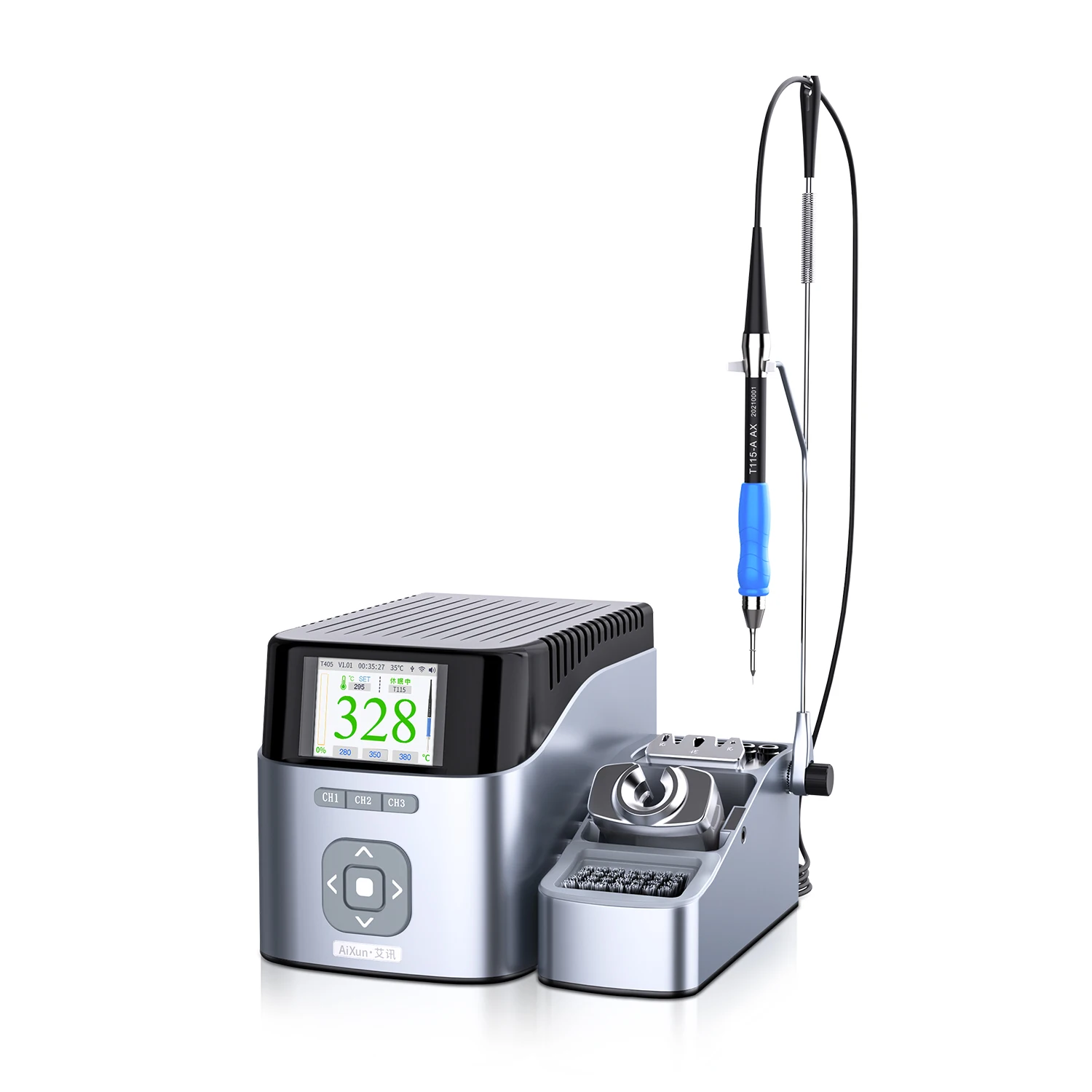 

AIXUN T405 Dual Channel Intelligent Soldering Station Single Handle Operation Electric Soldering Iron BGA Welding Repair Tool