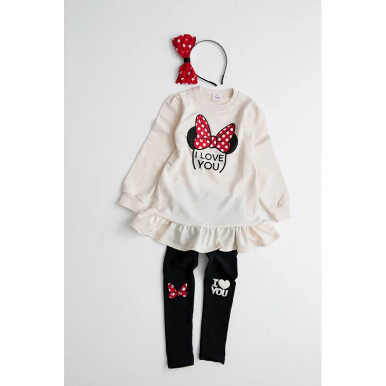 Kinder Kleidung Set Frühling Herbst Cartoon Bogen Knoten Langarm Baumwolle Hemd + Leggings 2Pcs Anzug Für 3-8 jahre Mädchen Casual Outfit – Detail 10