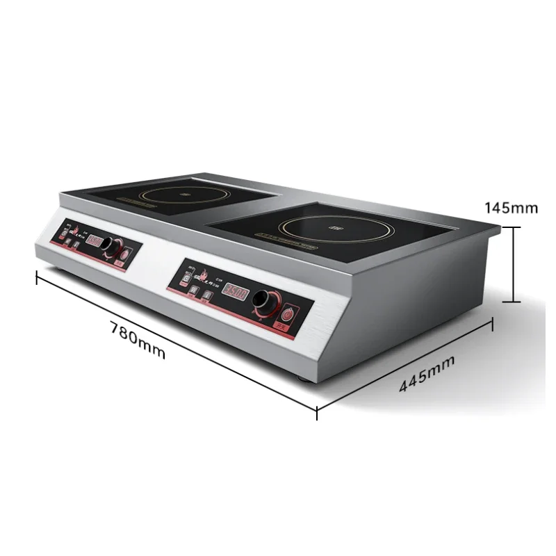Fogão de indução Cooktop de indução de cabeça dupla plano côncavo de alta potência comercial fogão cerâmico elétrico 3500W