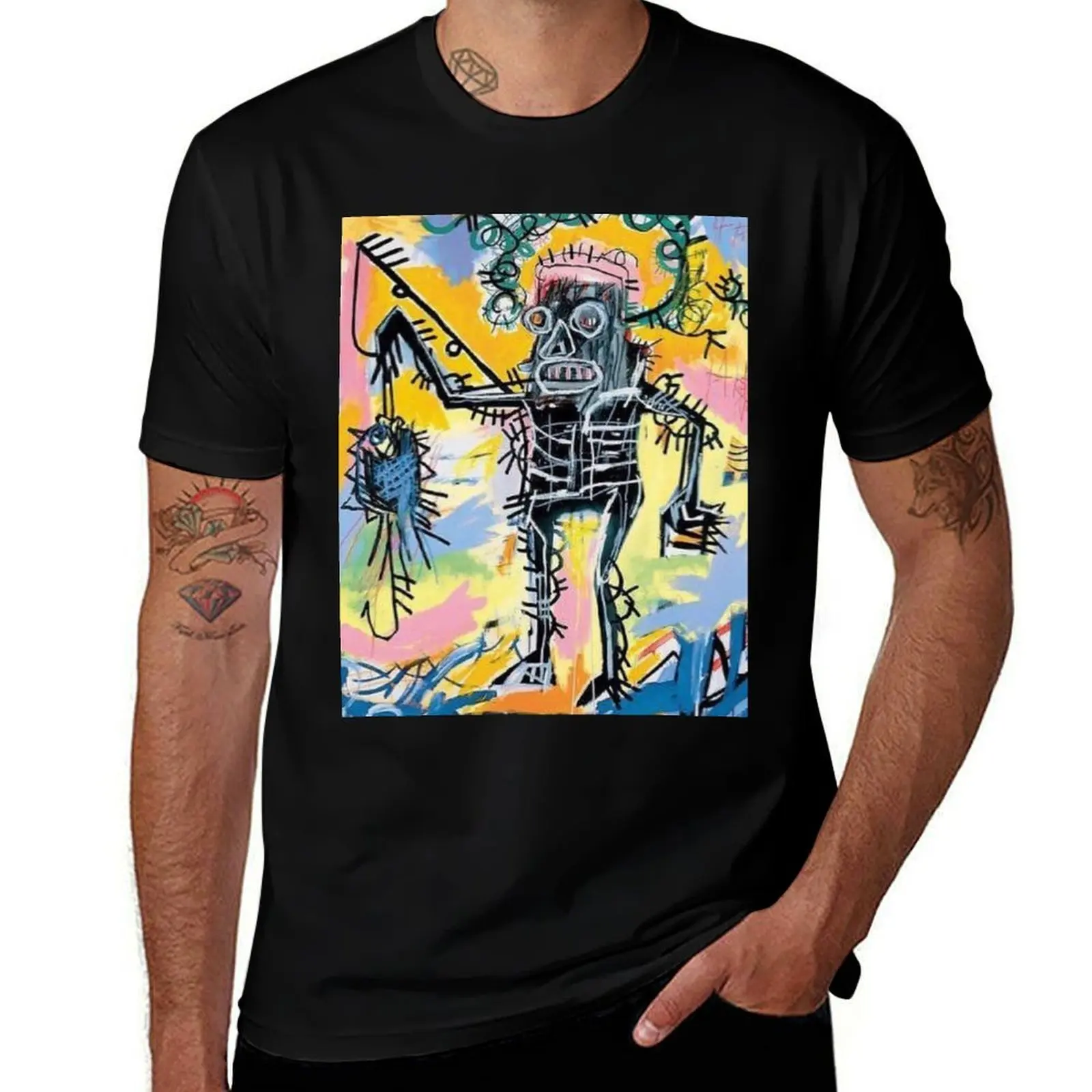 

Fishing art T-Shirt Basic Solid Color Short Sleeve Cotton Top