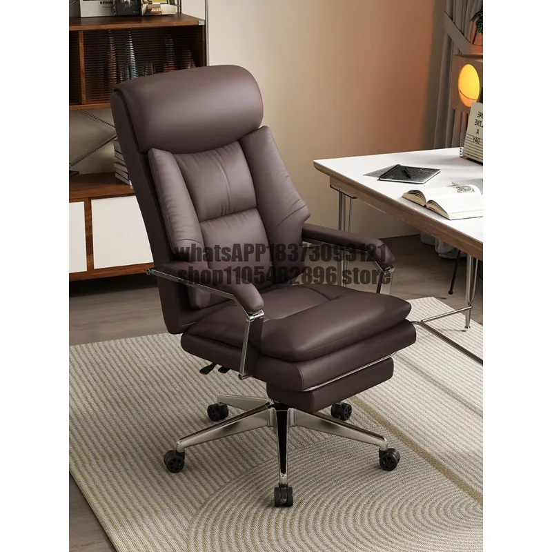 Home genuine leather boss chair, ergonomic backrest seat, comfortable for long periods of sitting, suitable for reclining during