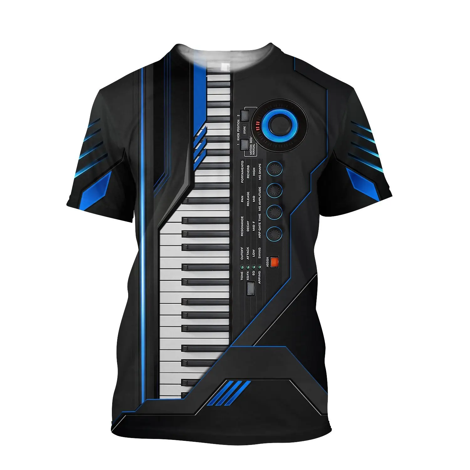 Summer Electric Organ Saxophone Pattern Men's T-shirt 3d Printed Street Short Sleeve Casual O-neck Oversized Comfortable Top