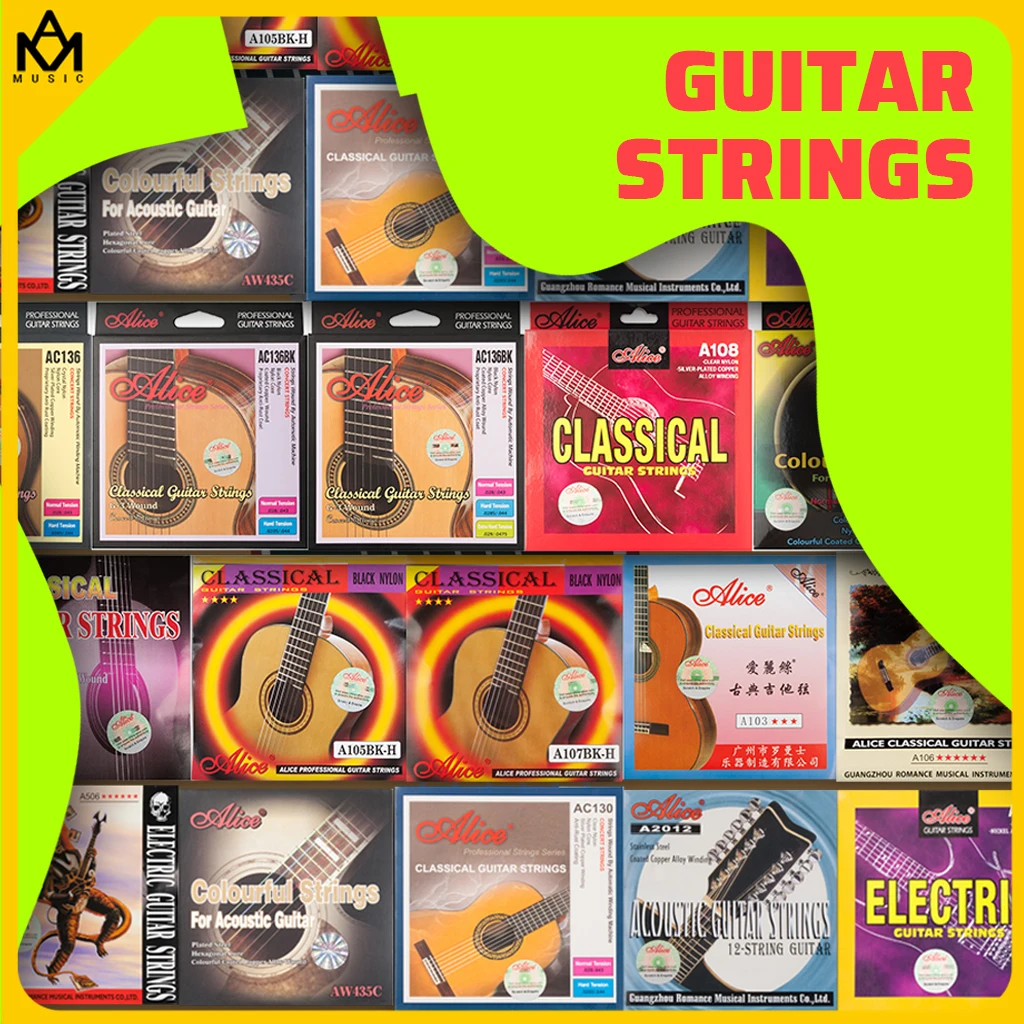 

Alice All Kinds Of Guitar Strings A108-N/A107-C/A107-N/ A106-H/A105BK-H/AC136BK-H/AC136BK-N/AC136-N/AC130-N/AC130-H/ Combination