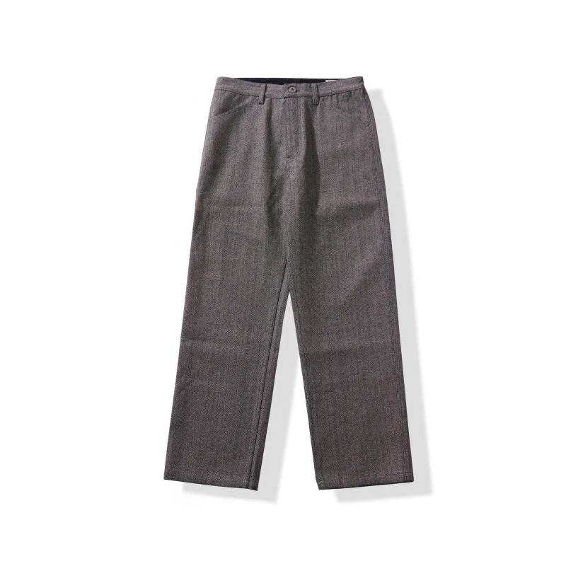 

Men Light Business Retro Vintage Thickened Multi-pocket Herringbone Wool Western Style Pants Male Workwear Casual Pants Trousers