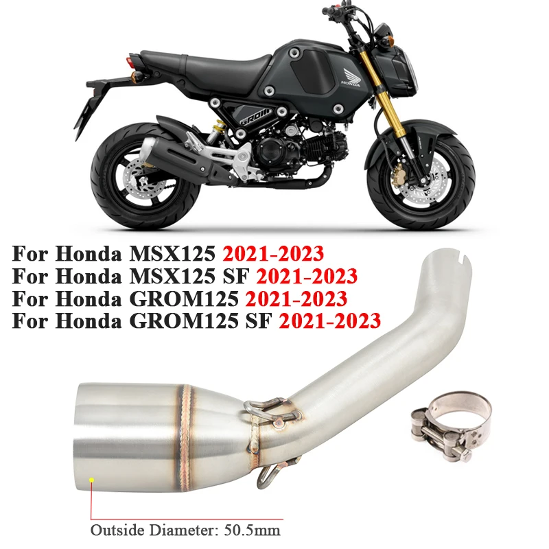 For Honda MSX 125 MSX125 SF GROM 125 GROM125 SF 2021 - 2023 Motorcycle Exhaust Escape Modify Link Pipe Tube Connect 51mm Muffler