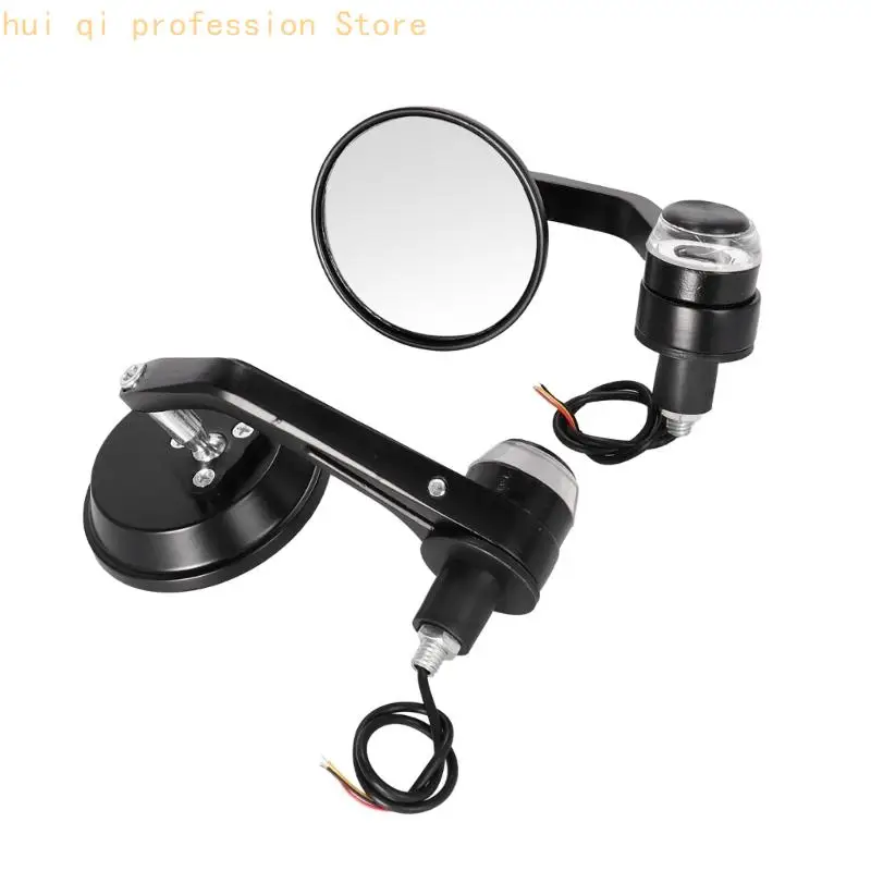 Motorrad-Lenker-Seitenspiegel mit Lichtgehäusen, 7/8-Zoll-Lenkerendpaar für Pendler und Ersatzgebrauch H8WE – Detail 3