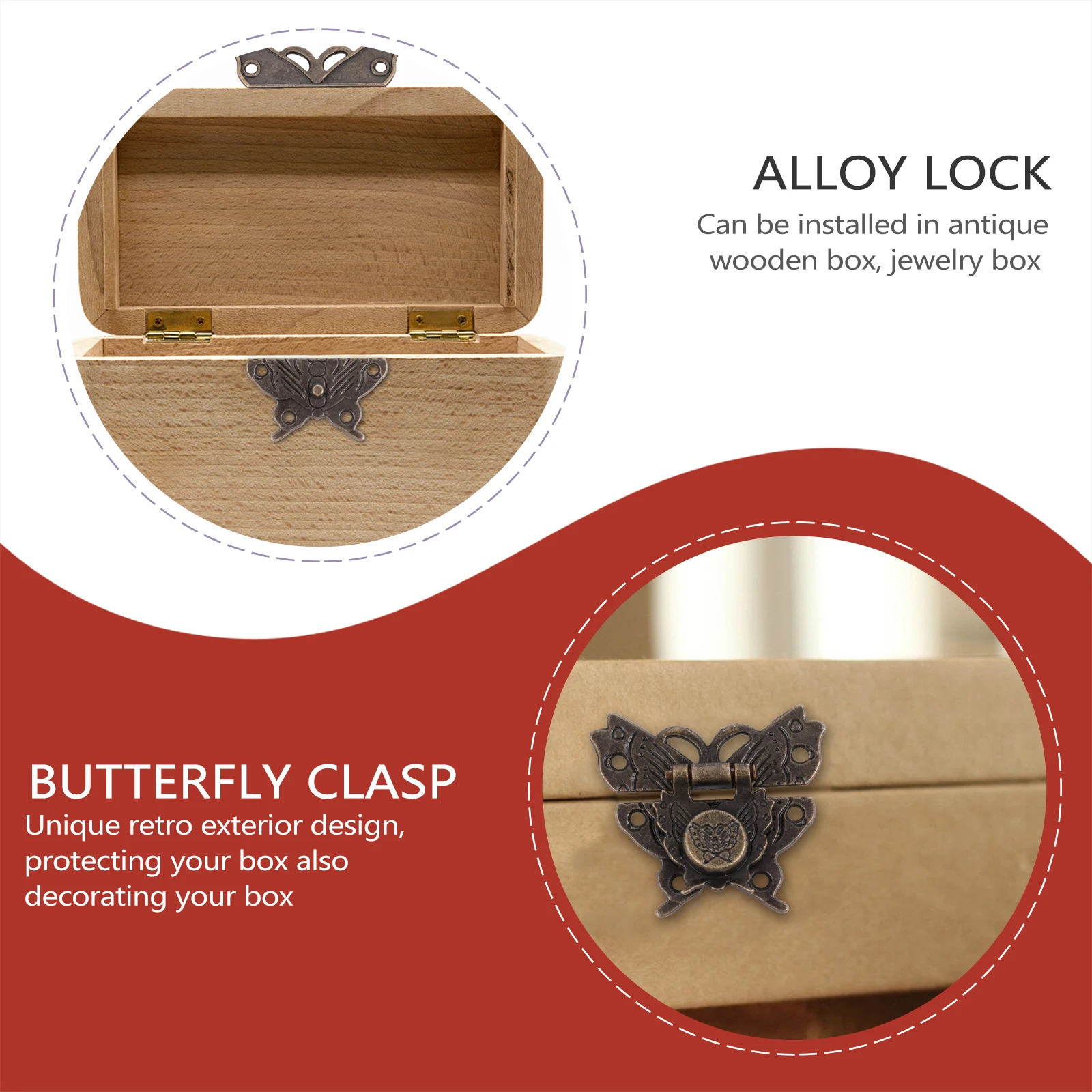 

2pcs Bronze Retro Latch Vintage Box Clasp For Jewelry Gift Wine Chests Concealed Lock Zinc Alloy Hardware Accessory