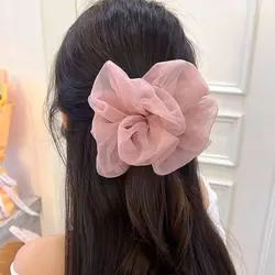 Fashion Women Elastic Hair Bands Headwear Chiffon Hair Rope Ties Summer Organza Scrunchies Oversized Korea Large Hair