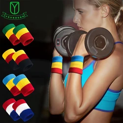 1Pair Sports Colorful National Flag Wrist Wraps Cotton Sweatband Wristband for Running Cycling Tennis Basketball Gymnastics Golf