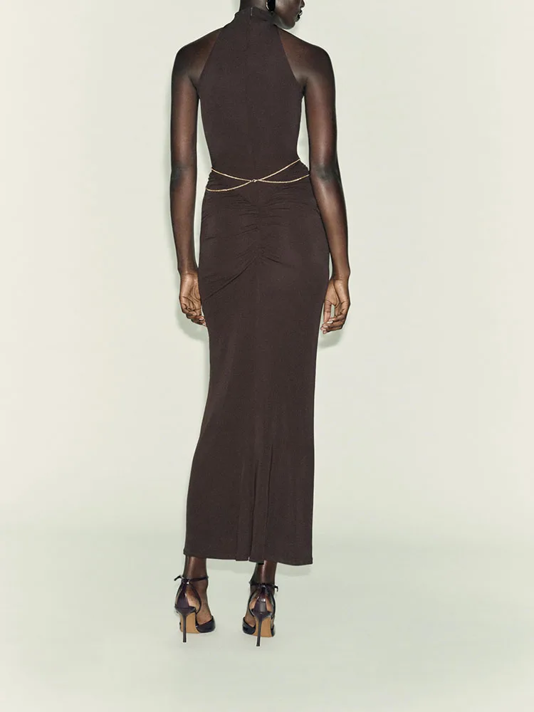 Süße sexy erschwingliche 2025, Winter-Neue Ankunft, Kette zum Aufhängen, Neline Dr, hohe Taille, langer Rock, Leistung, reine Farbe