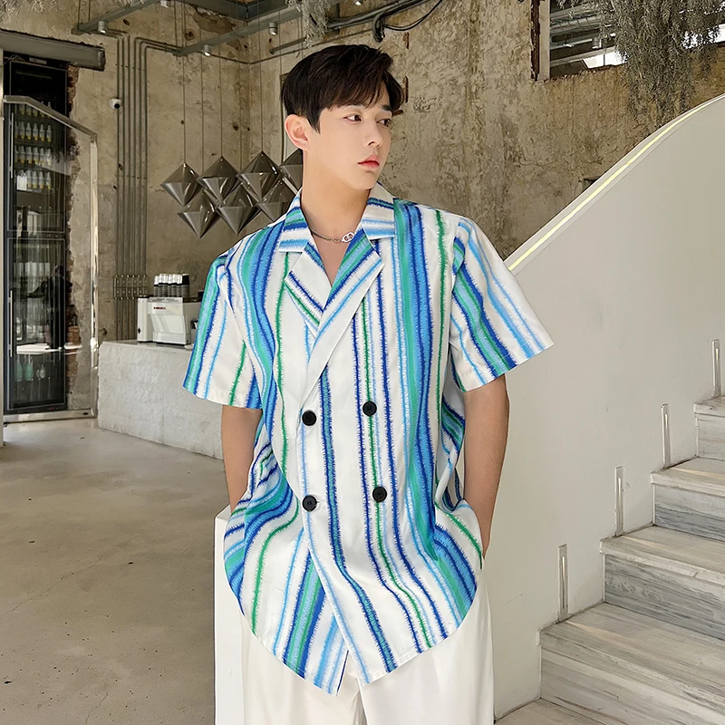 

Летняя повседневная мужская тонкая рубашка премиум-класса с отложным воротником и дизайном Haome Hair St...