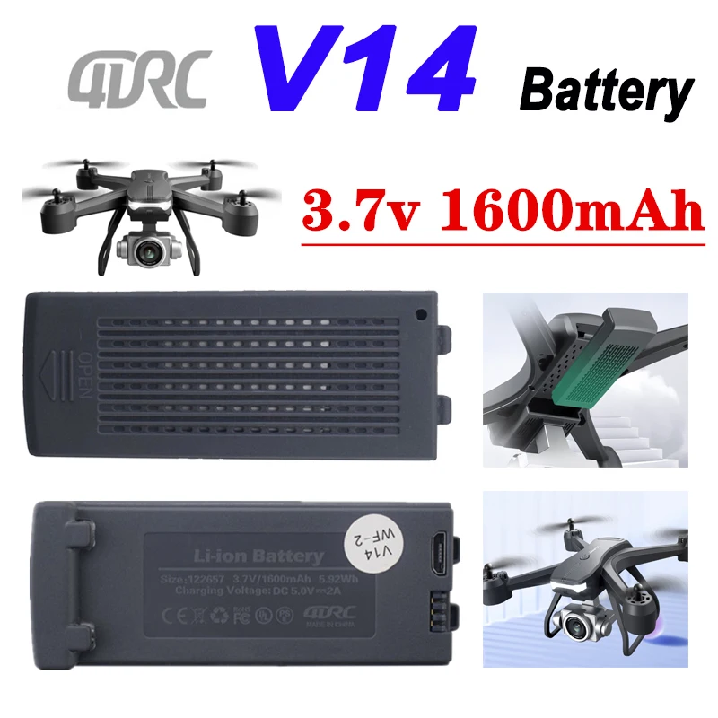 Upgraded 1S Original 4DRC V14 Drone Battery 3.7V 1600MAh For 4D V14 Battery RC Quadcopter Helicopter Accessory Part 3.7V Battery