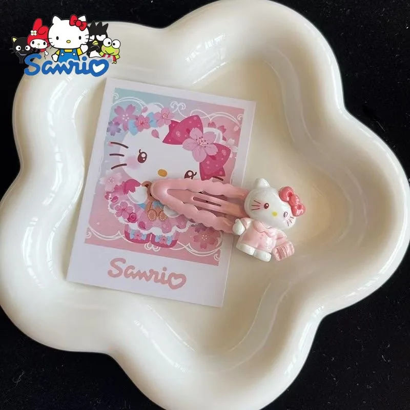 15-piece Pink Plush Hello Kitty Combination Japanese Girl KT Cat Cartoon Children's Hair Accessories Cute Side Hairpin Hair Rope image 4