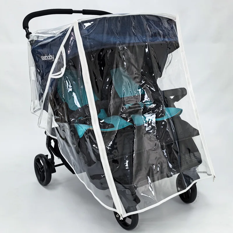 Twin Stroller Rain Cover Windshield Double Front Stroller Universal Rainproof Warm Cover Cart Raincoat Baby Stroller Accessories image 2