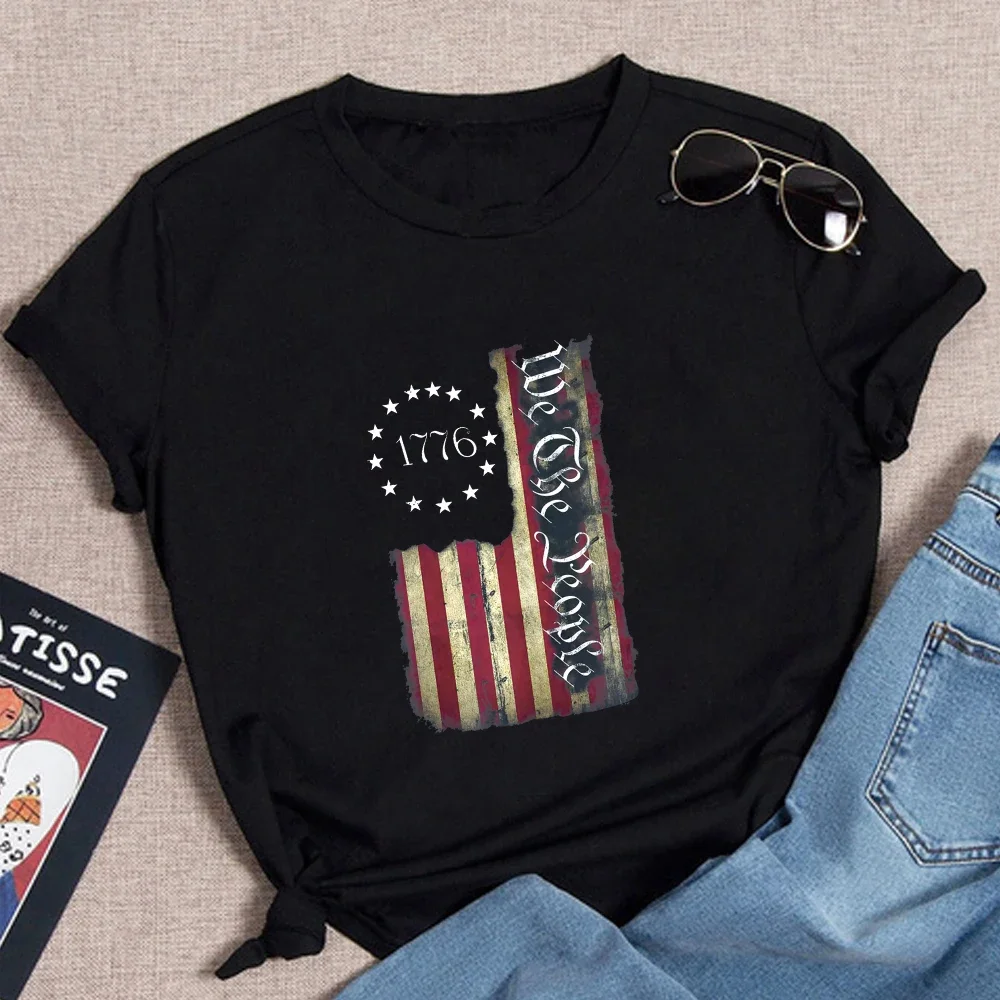 Womens We The People 1776 U.s. Constitution Freedom  American Flag T-shirt