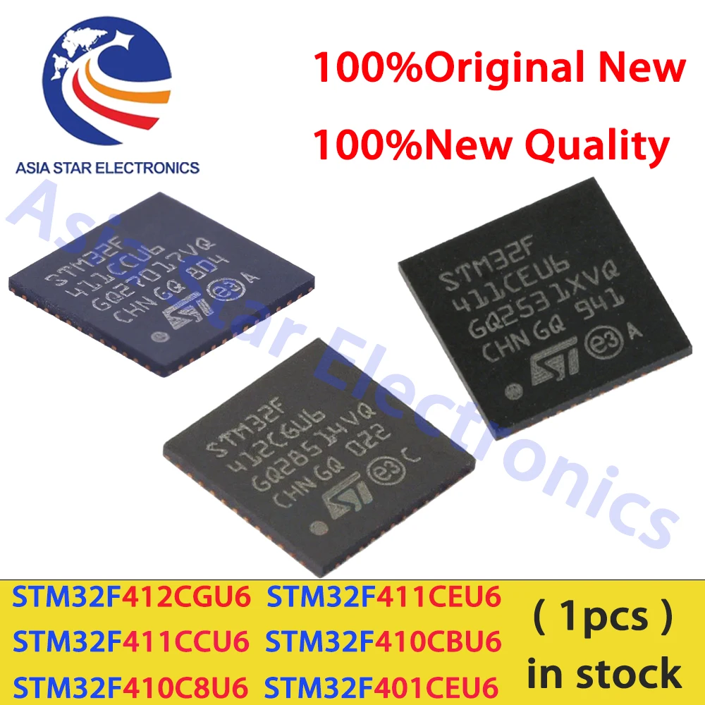 (1piece) 100% New STM32F412CGU6 STM32F411CEU6 STM32F411CCU6 STM32F410CBU6 STM32F410C8U6 STM32F401CEU6 QFN-48 Microcontroller