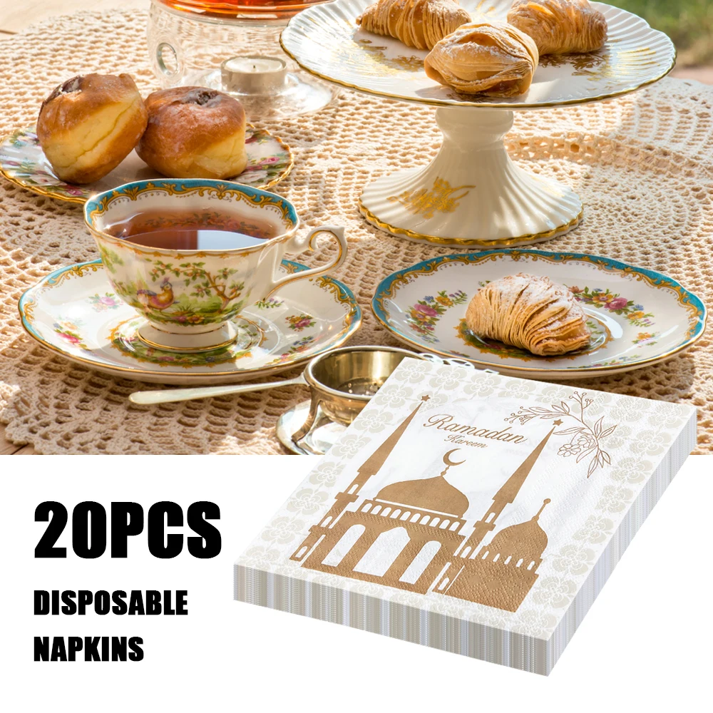 20Pcs Daily Napkins Family Dinner Table Napkins Paper Safe Fragrant Free Soft Mouth Wiping Tissue Gold Color  Napkins Paper