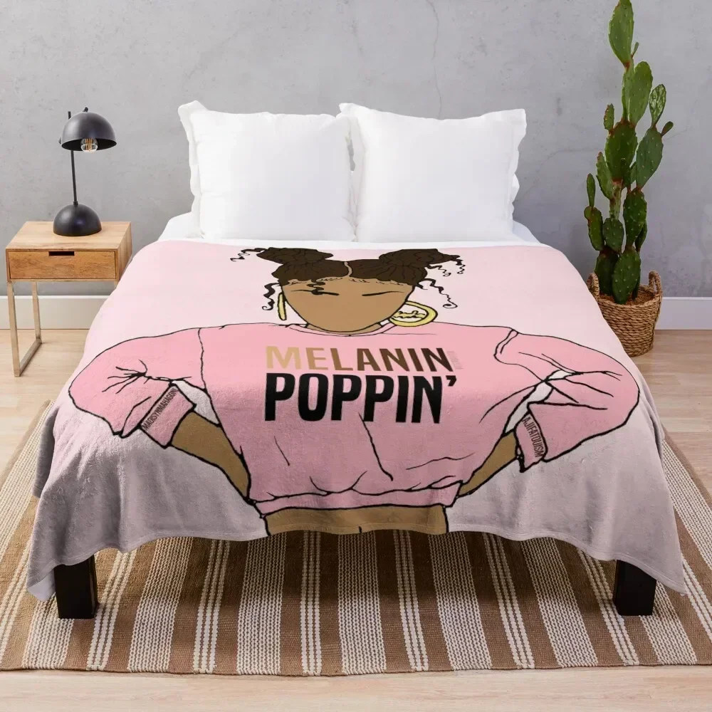 

2BUNZ (MELANIN POPPIN') ABA Throw Blanket Spring Fall Cozy Throw Blanket for Couch