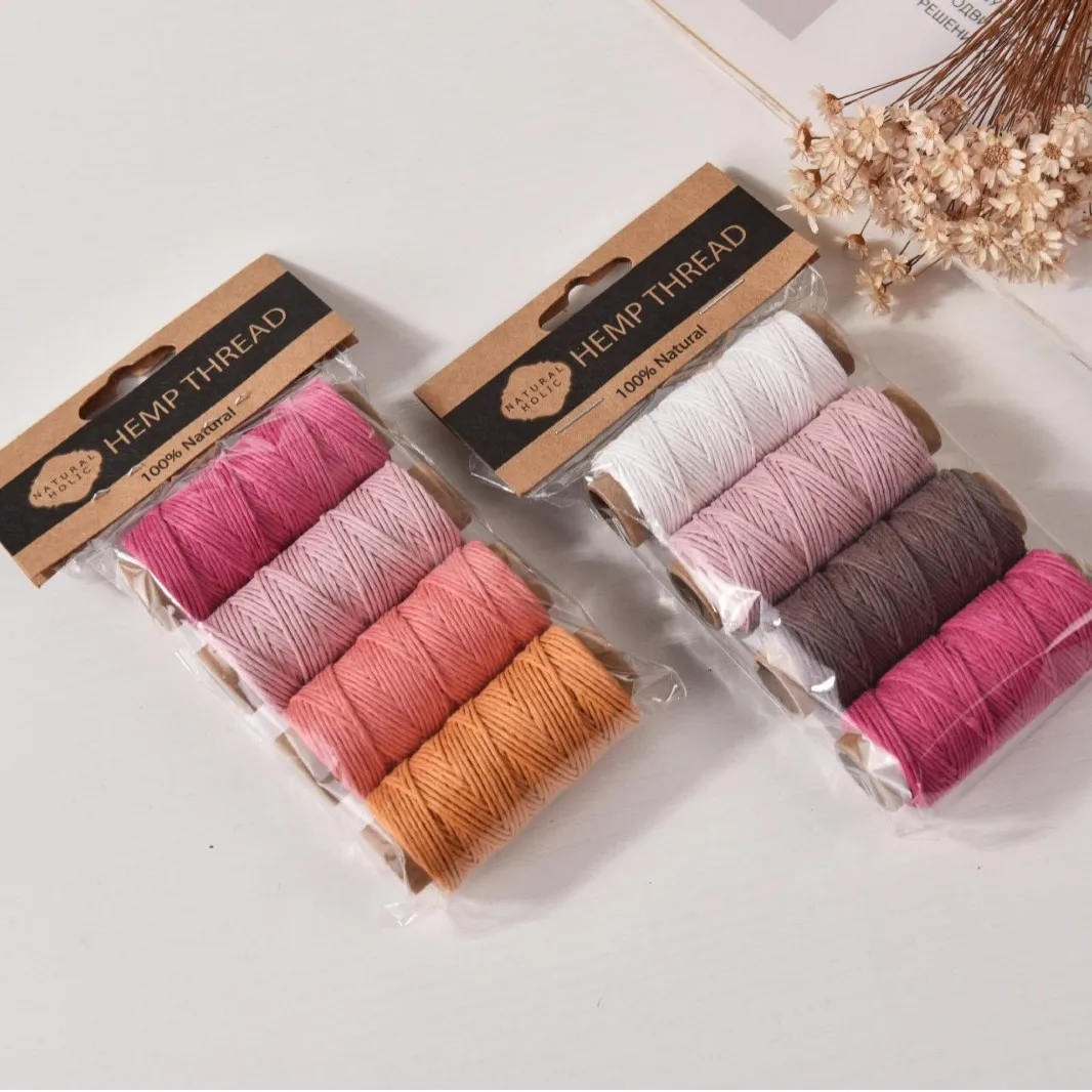 4pcs Colorful Hemp Waxed Thread 0.8mmx20yards Natural Hemp Cord String For DIY Bracelet Jewelry Making Sewing Tag Craft Supplies