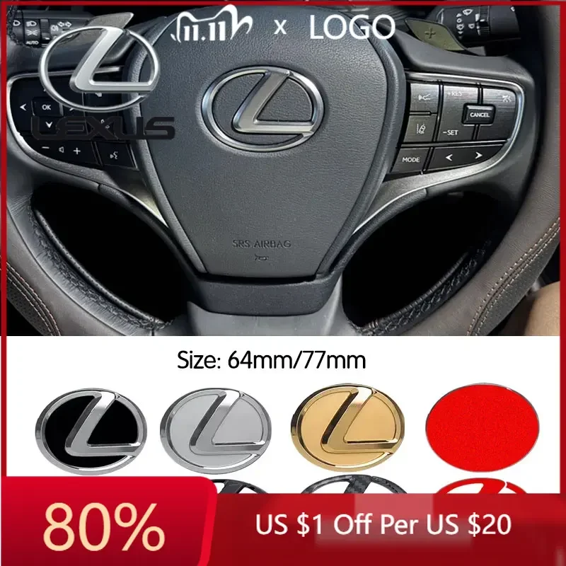 

2026 Hot Interior Stickers For Lexus ES240 ES250 ES350 IS250 IS300 RX270 GS NX300 RX300 RX350 RX400H 64/77mm Steering Wheel Embl